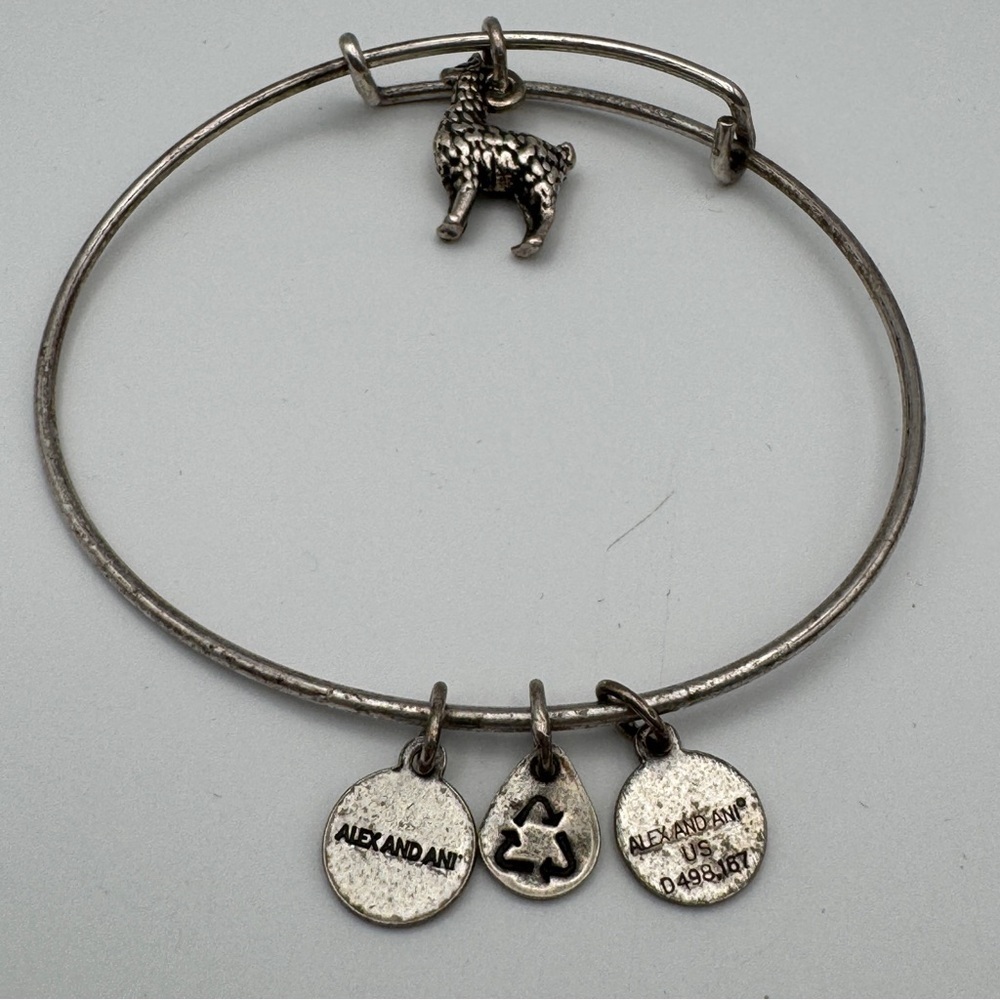Alex and Ani Llama Charm Bangle • Rafaelian Silver • 7.5” Adjustable